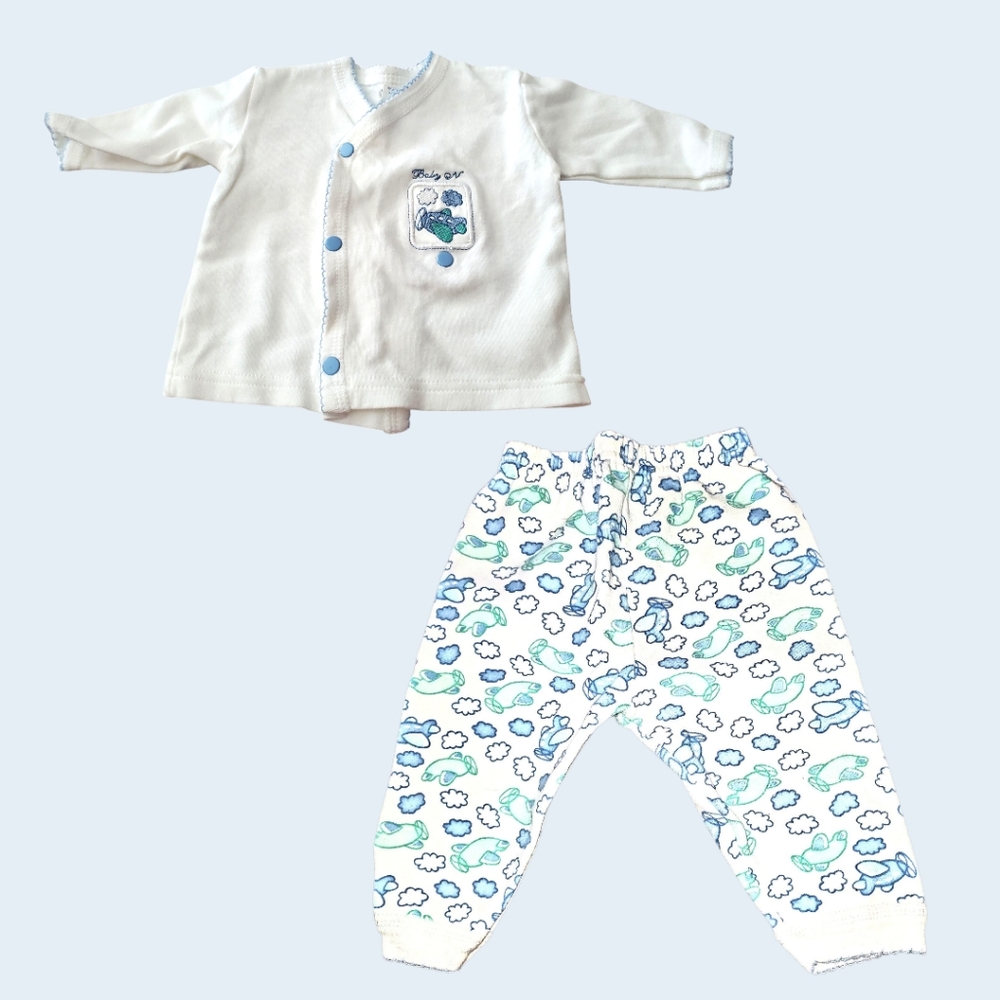 Airplane Print BABY N LAYETTE Set Vintage